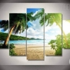 Palm Trees At The Beach Nature Five Panel Canvas 5 Piece Wall Art Set