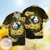 Panda With Sunflowers For Men And Women Graphic Print Short Sleeve Hawaiian Casual Shirt