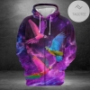 Parrot Purple Sky 3D Printed Hoodie Zipper Hooded Jacket