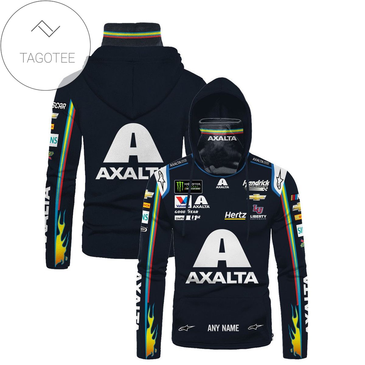 Personalized Axalta Racing Team Hertz All Over Print 3D Gaiter Hoodie - Navy