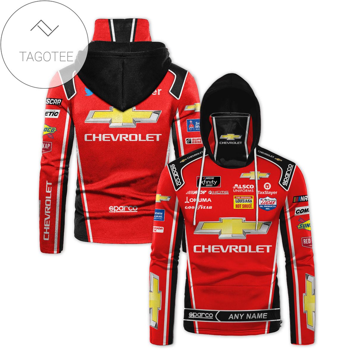 Personalized Chevrolet Racing Sparco Lokuma Good Year All Over Print 3D Gaiter Hoodie - Red