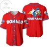 Personalized Chilling Donald Duck Disney All Over Print Baseball Jersey - Red