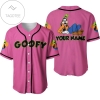 Personalized Chilling Goofy Dog Disney All Over Print Baseball Jersey - Pink