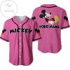 Personalized Chilling Mickey Mouse Disney All Over Print Baseball Jersey - Pink
