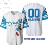Personalized Donald Duck All Over Print Pinstripe Baseball Jersey - White