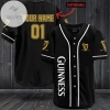 Personalized Guinness Beer Custom Baseball Jersey - Black
