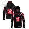 Personalized Haas F1 Team Racing Jack&Jones Minimaze All Over Print 3D Gaiter Hoodie - Black
