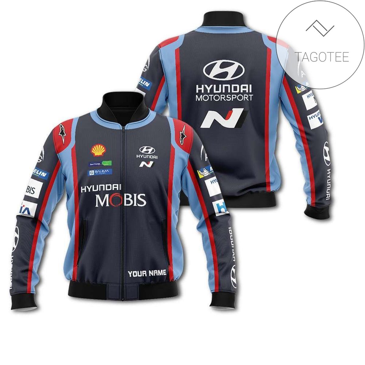 Personalized Hyundai Motorsport Mobis Racing All Over Print 3D Bomber Jacket - Navy
