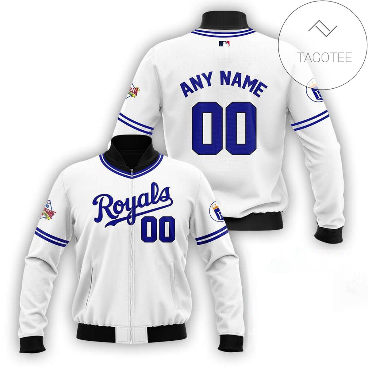 Personalized Kansas City Royals All Over Print 3D Bomber Jacket - White