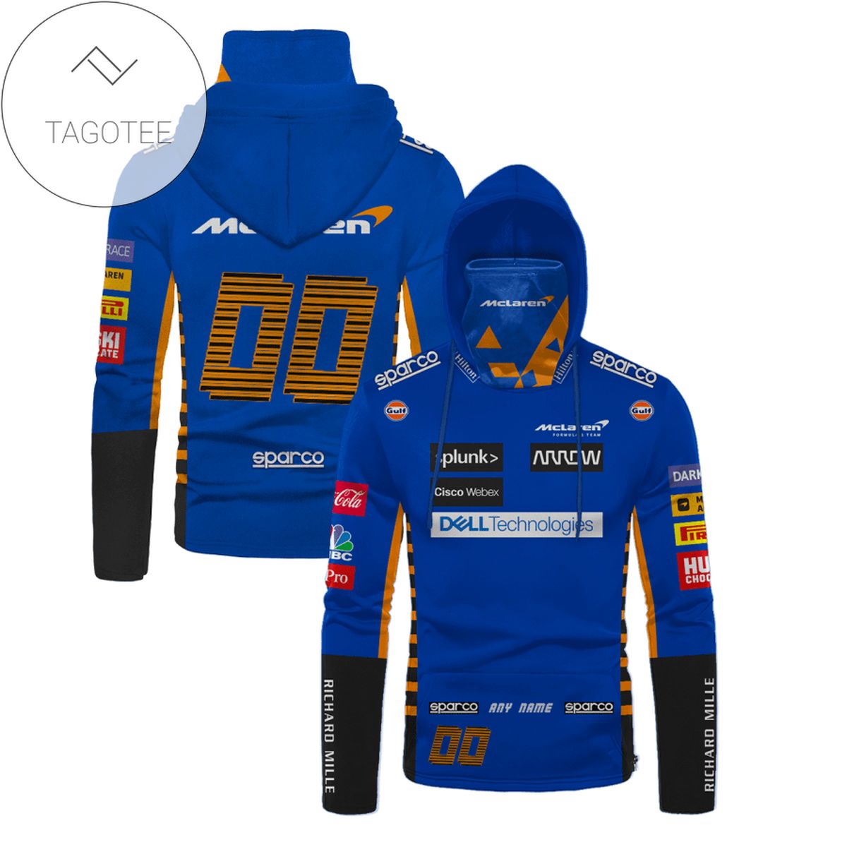 Personalized Mclaren F1 Team Racing Dell Technologies All Over Print 3D Gaiter Hoodie - Blue