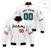 Personalized Miami Marlins All Over Print 3D Bomber Jacket - White