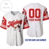 Personalized Mickey Mouse All Over Print Pinstripe Baseball Jersey - White