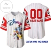 Personalized Mickey Mouse & Friends Disney All Over Print Pinstripe Baseball Jersey - White