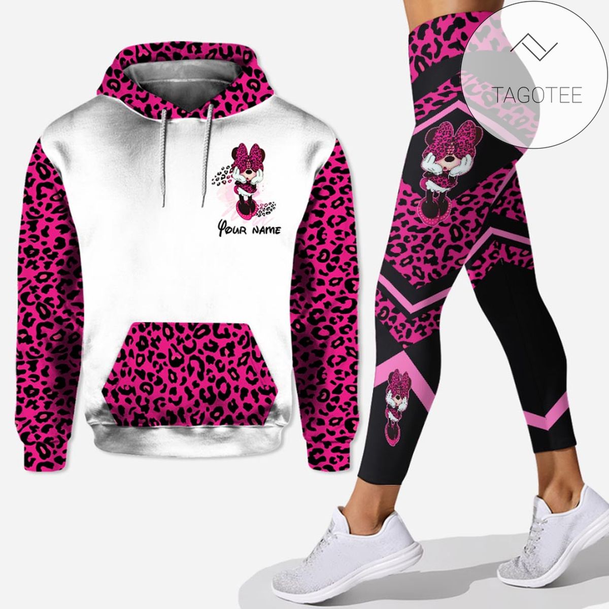 Personalized Minnie Mouse We Are Never Too Old For Music Leopard All Over Print 3D Hoodie And Leggings