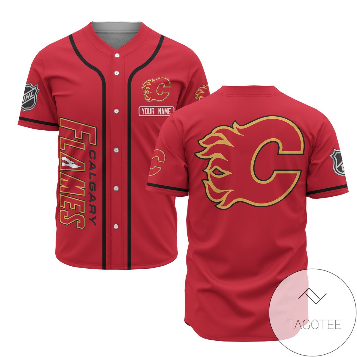 Personalized NHL Calgary Flames Red Baseball Customized Jersey