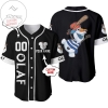 Personalized Olaf Frozen Playing Baseball All Over Print Baseball Jersey - Black