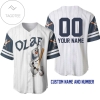 Personalized Olaf Snowman Frozen All Over Print Pinstripe Baseball Jersey - White