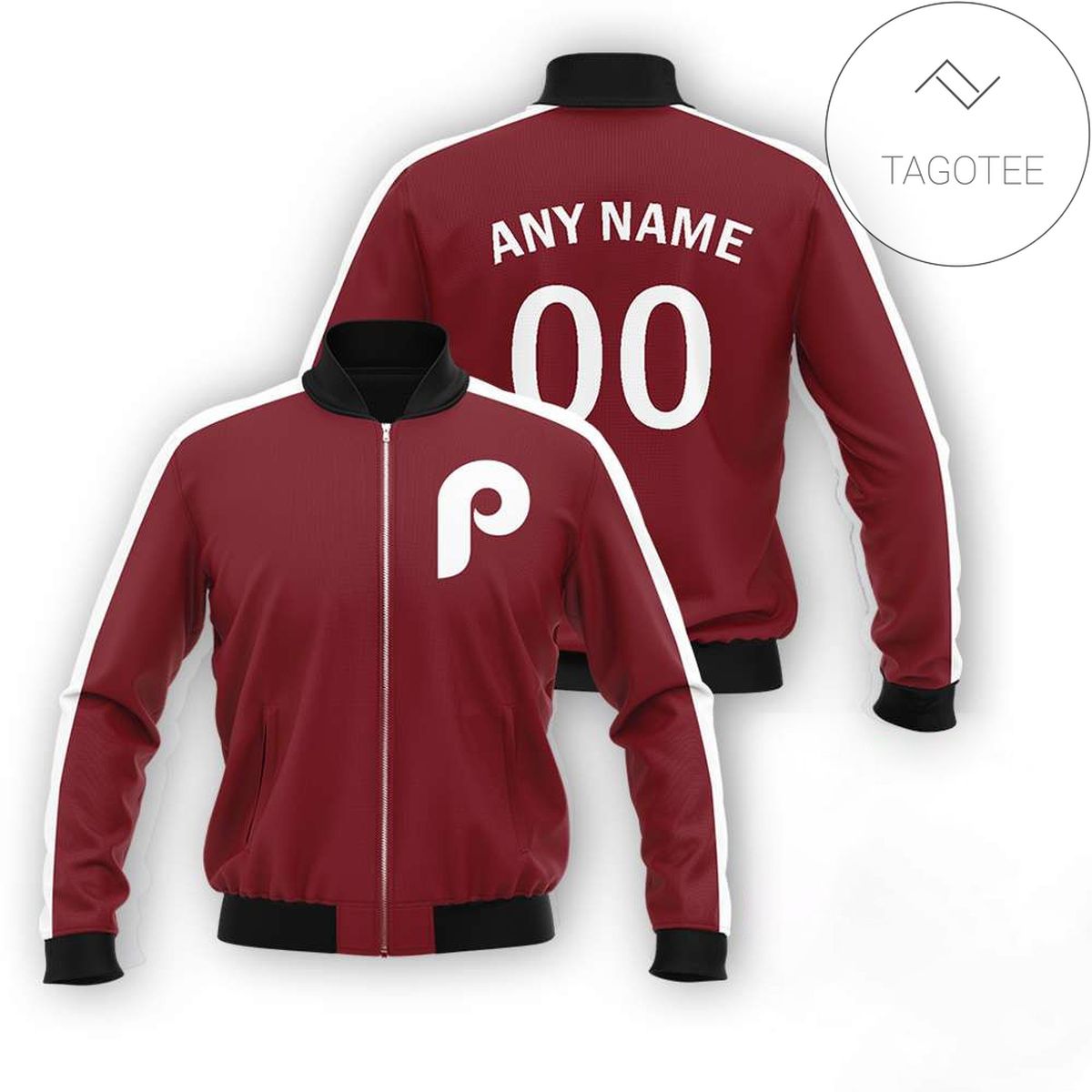 Personalized Philadelphia Phillies All Over Print 3D Bomber Jacket - Dark Red
