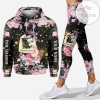 Personalized Pink Warrior Not Today Breast Cancer All Over Print 3D Floral Hoodie & Leggings - Black