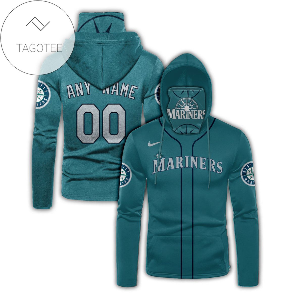 Personalized Seattle Mariners All Over Print 3D Gaiter Hoodie - Dark Turquoise
