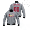 Personalized St. Louis Cardinals All Over Print 3D Bomber Jacket - Light Gray