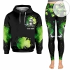 Personalized St. Patrick's Day All Over Print 3D Clover Hoodie & Leggings - Black