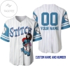 Personalized Stitch Disney All Over Print Pinstripe Baseball Jersey - White