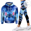 Personalized Stitch Touch Me And I Will Bite You All Over Print 3D Hoodie & Leggings - Blue Galaxy