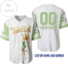 Personalized Tinker Bell All Over Print Pinstripe Baseball Jersey - White