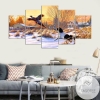 Pheasant Dog Hunting Winter Animal Five Panel Canvas 5 Piece Wall Art Set