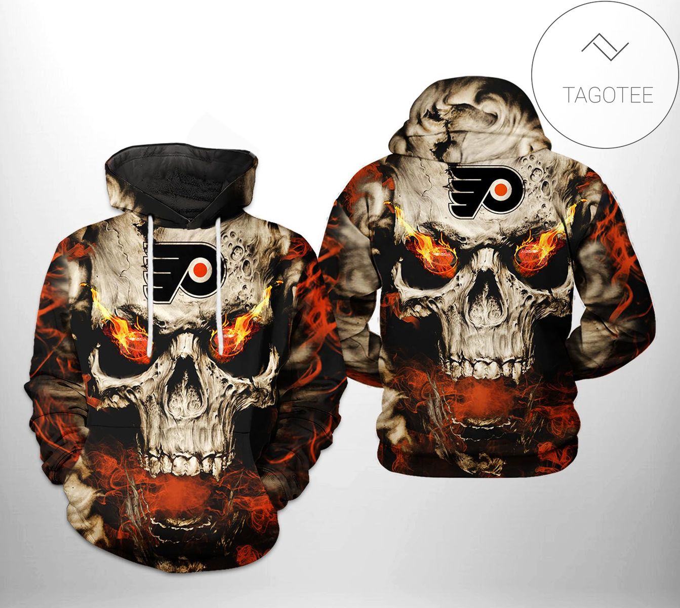 Philadelphia Flyers NHL Skull 3D Printed Hoodie Zipper Hooded Jacket
