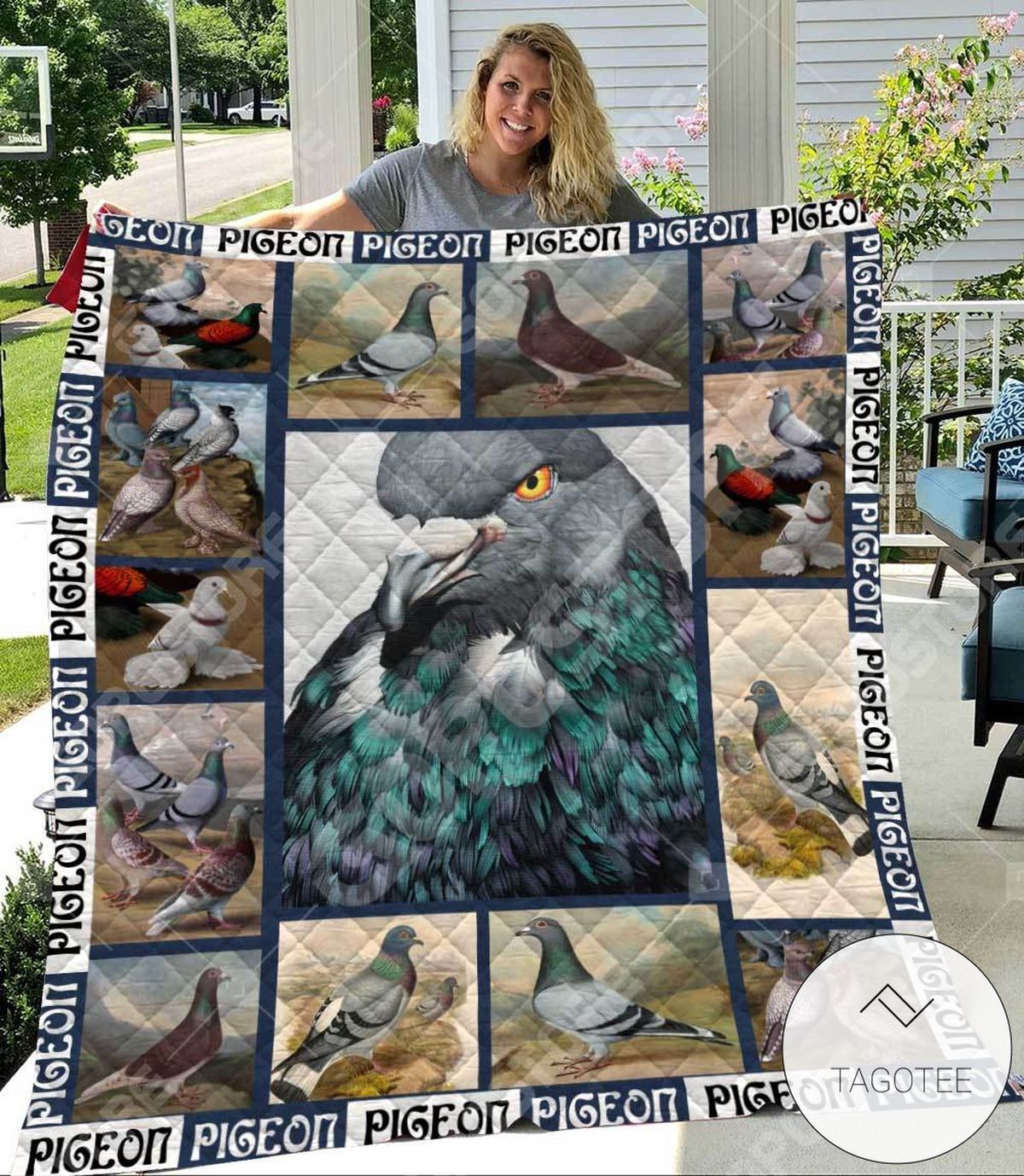 Pigeon Art Like Quilt Blanket