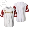 Pirates Of The Caribbean Skull Crossbones All Over Print Pinstripe Baseball Jersey - White