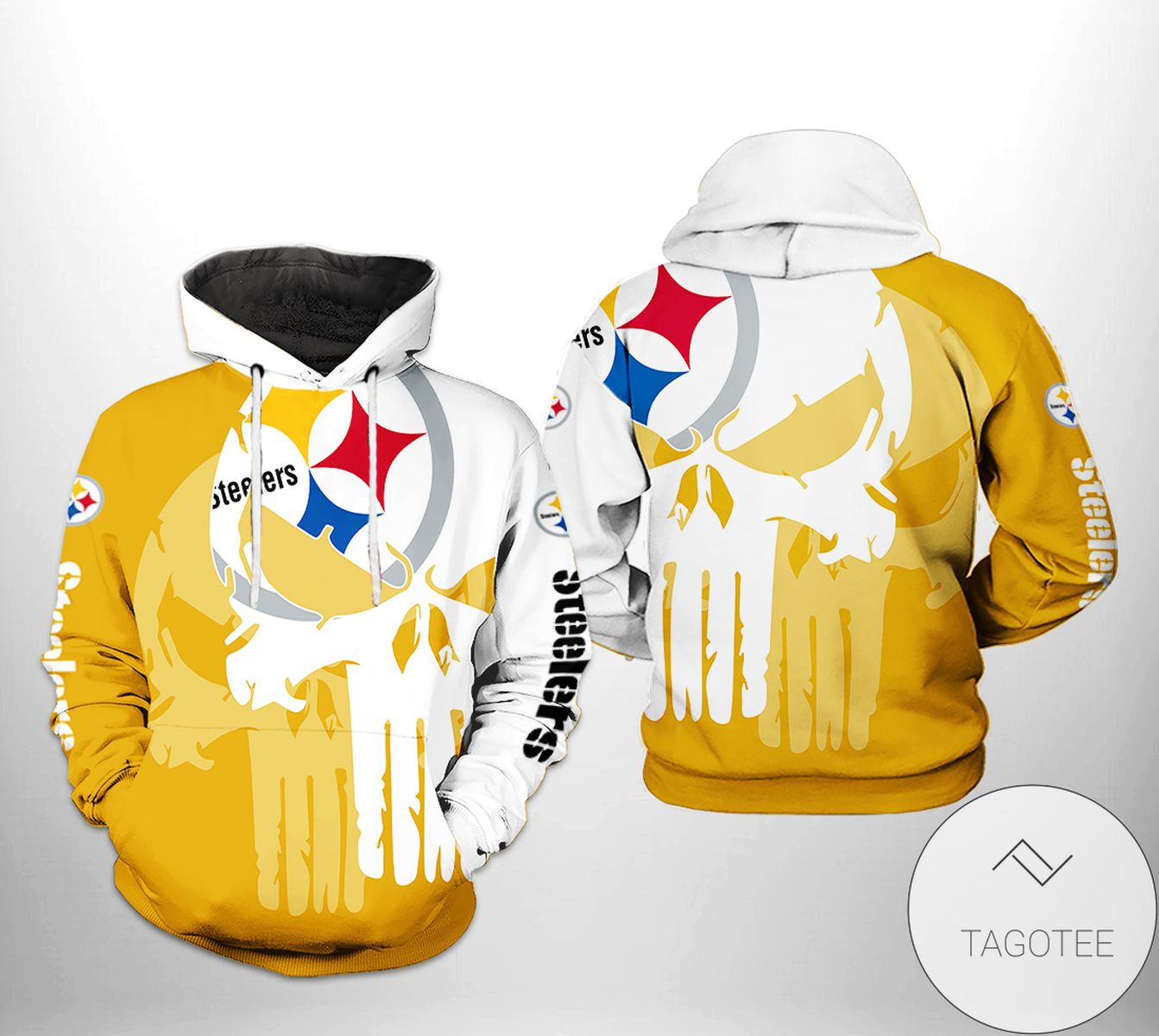 Pittsburgh Steelers NFL Team Skull 3D Printed Hoodie Zipper Hooded Jacket