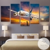 Plane Colorful Sky Airplane Five Panel Canvas 5 Piece Wall Art Set