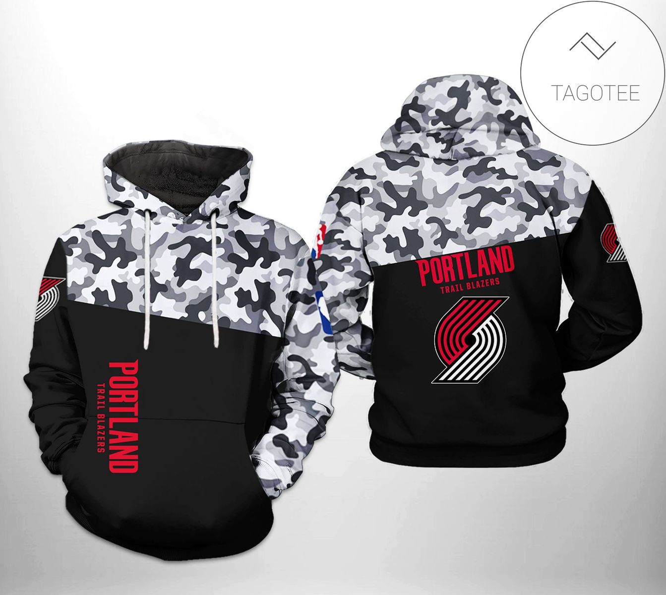 Portland Trailblazers NBA Camo Veteran Team 3D Printed Hoodie Zipper Hooded Jacket