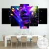 Purple Phosphor Face Color Makeup Woman Sexy Beauty Abstract Five Panel Canvas 5 Piece Wall Art Set