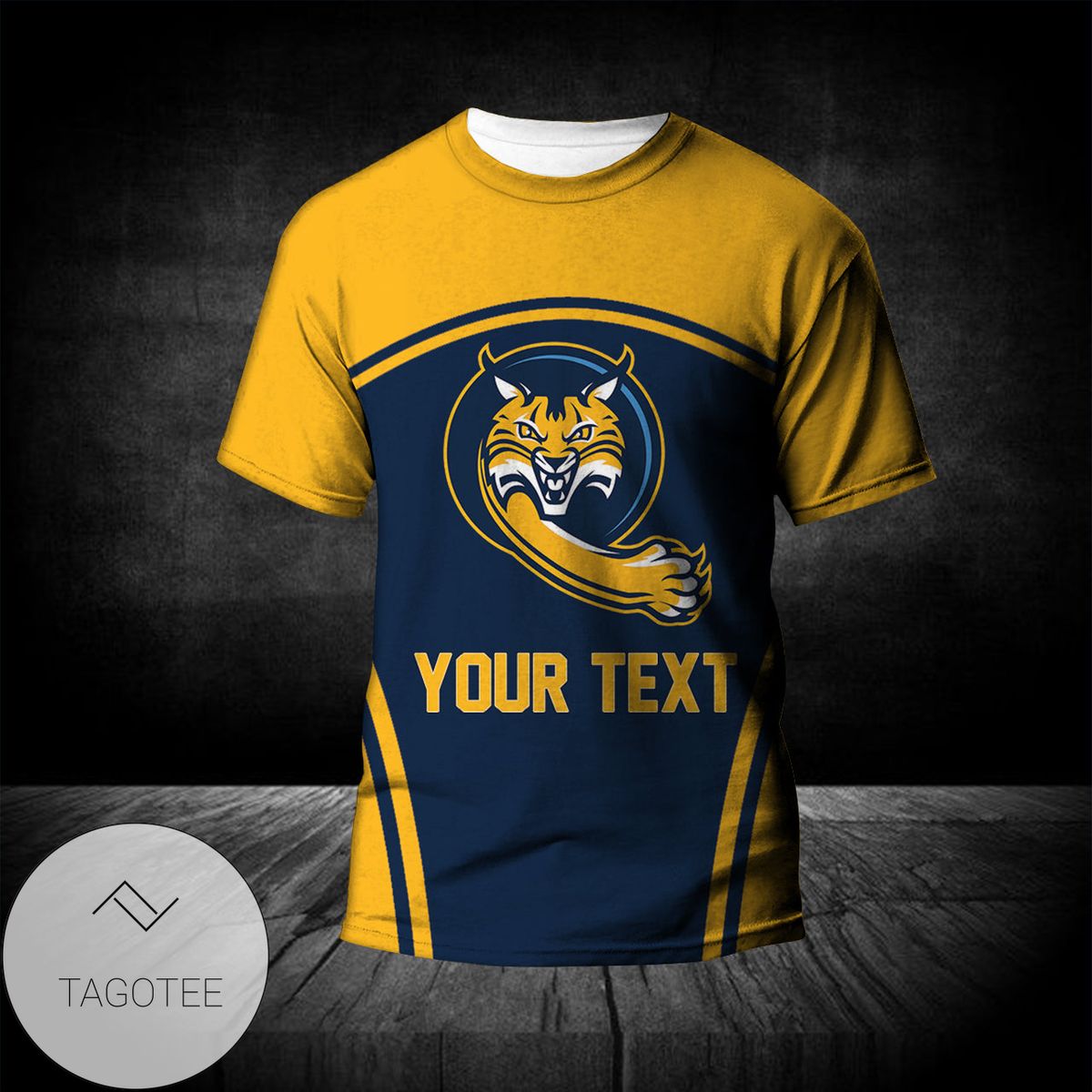 Quinnipiac Bobcats All Over Print T-shirt Curve Style Sport- NCAA
