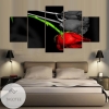 Red Rose Black And White Five Panel Canvas 5 Piece Wall Art Set