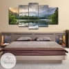 Reflection Of Trees On Surface Of Water Nature Scenery Nature Five Panel Canvas 5 Piece Wall Art Set