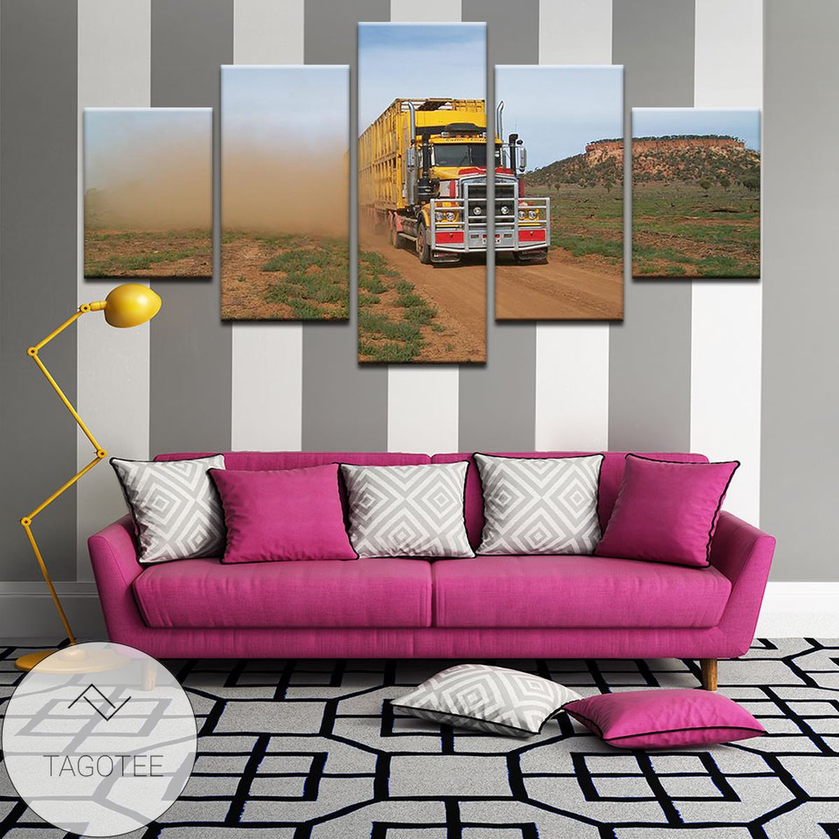Road Train In The Australian Outback Five Panel Canvas 5 Piece Wall Art Set