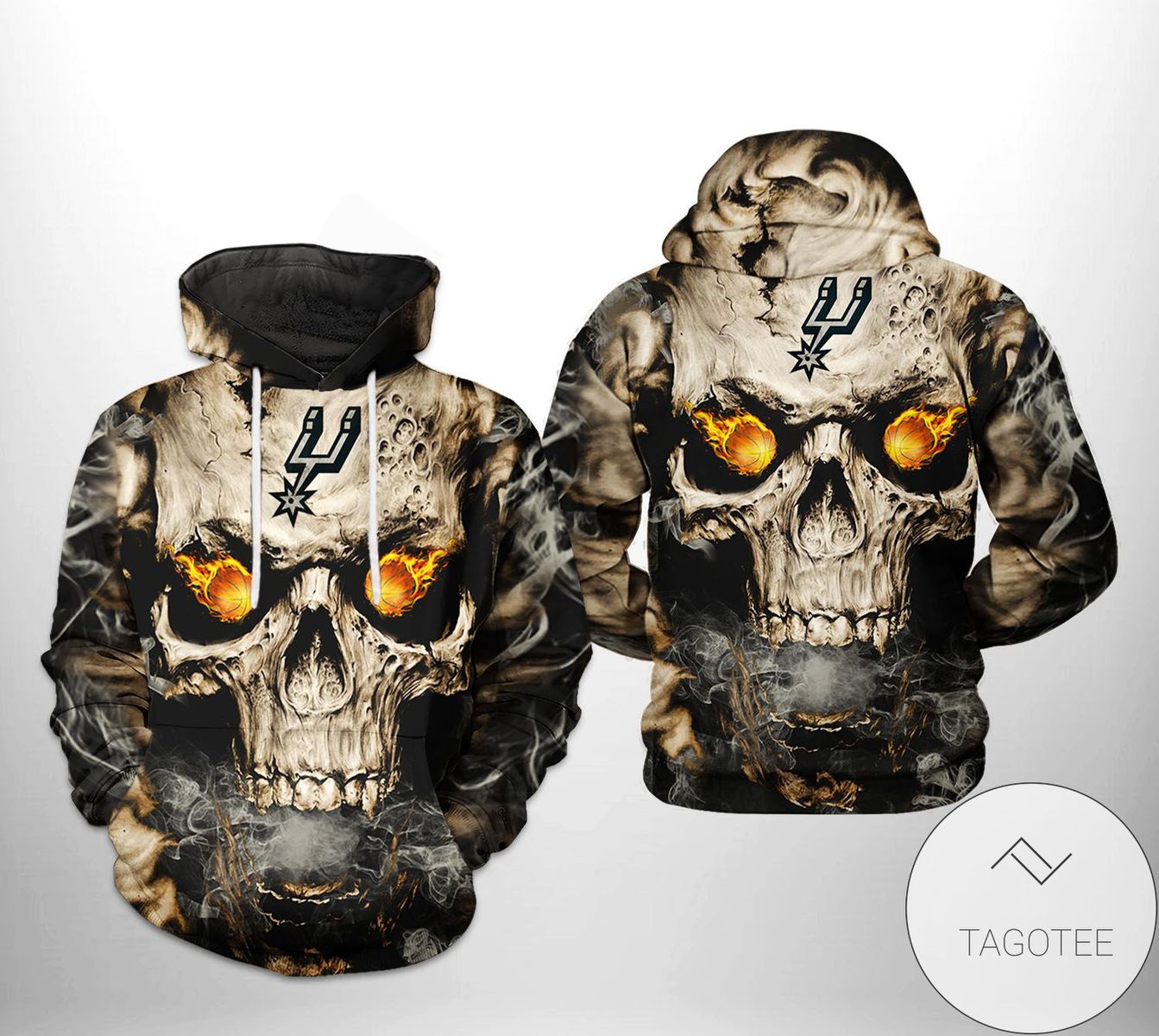 San Antonio Spurs NBA Skull 3D Printed Hoodie Zipper Hooded Jacket