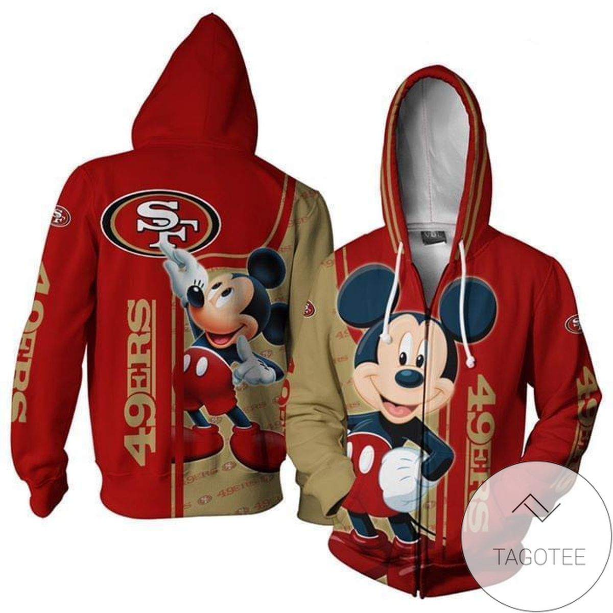 San Francisco 49ers Mickey Fan 3D Printed Hoodie Zipper Hooded Jacket