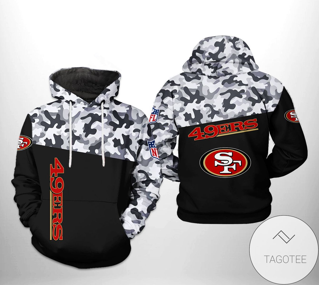 San Francisco 49ers NFL Camo Veteran Team 3D Printed Hoodie Zipper Hooded Jacket