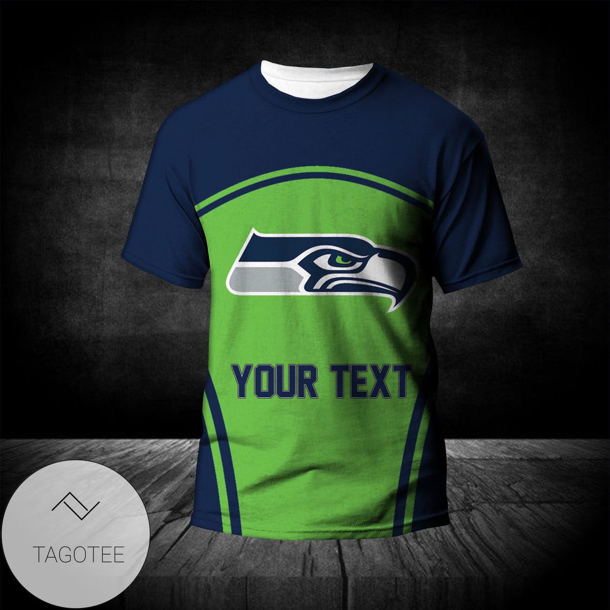Seattle Seahawks All Over Print T-shirt Curve Style Sport- NFL