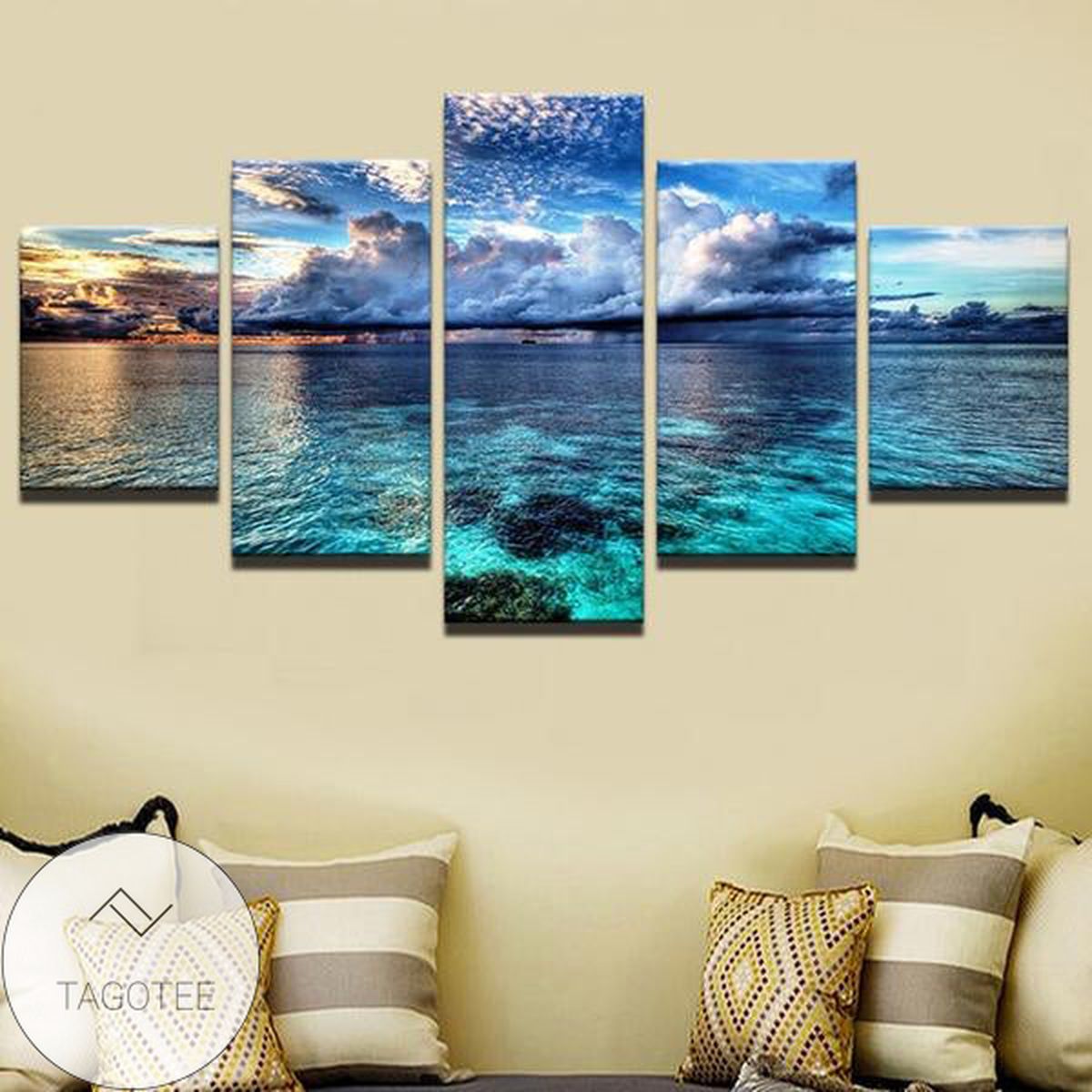 Shallow Tropical Sea Five Panel Canvas 5 Piece Wall Art Set