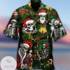 Skeleton Merry Christmas Print Short Sleeve Hawaiian Casual Shirt