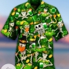 Skeleton Saint Patrick For men And Women Graphic Print Short Sleeve Hawaiian Casual Shirt