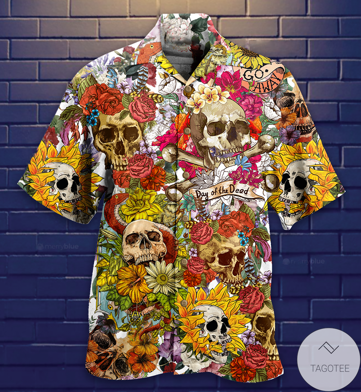 Skull Day Of The Dead Flower Hawaiian Shirt