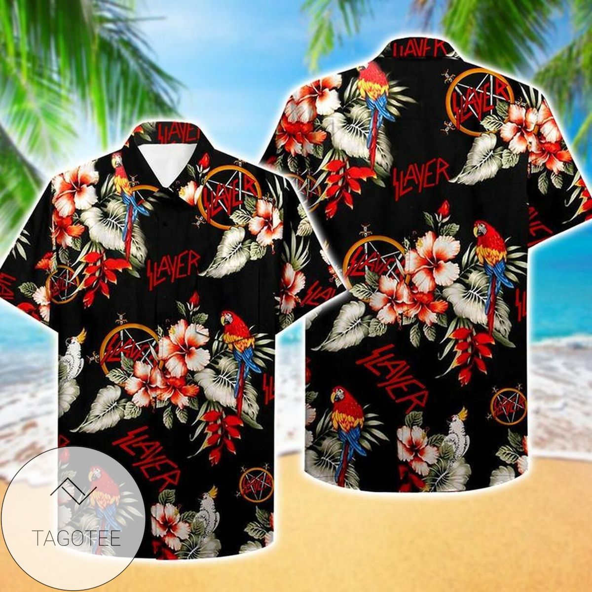 Slayer Hawaiian VI Graphic Print Short Sleeve Hawaiian Casual Shirt